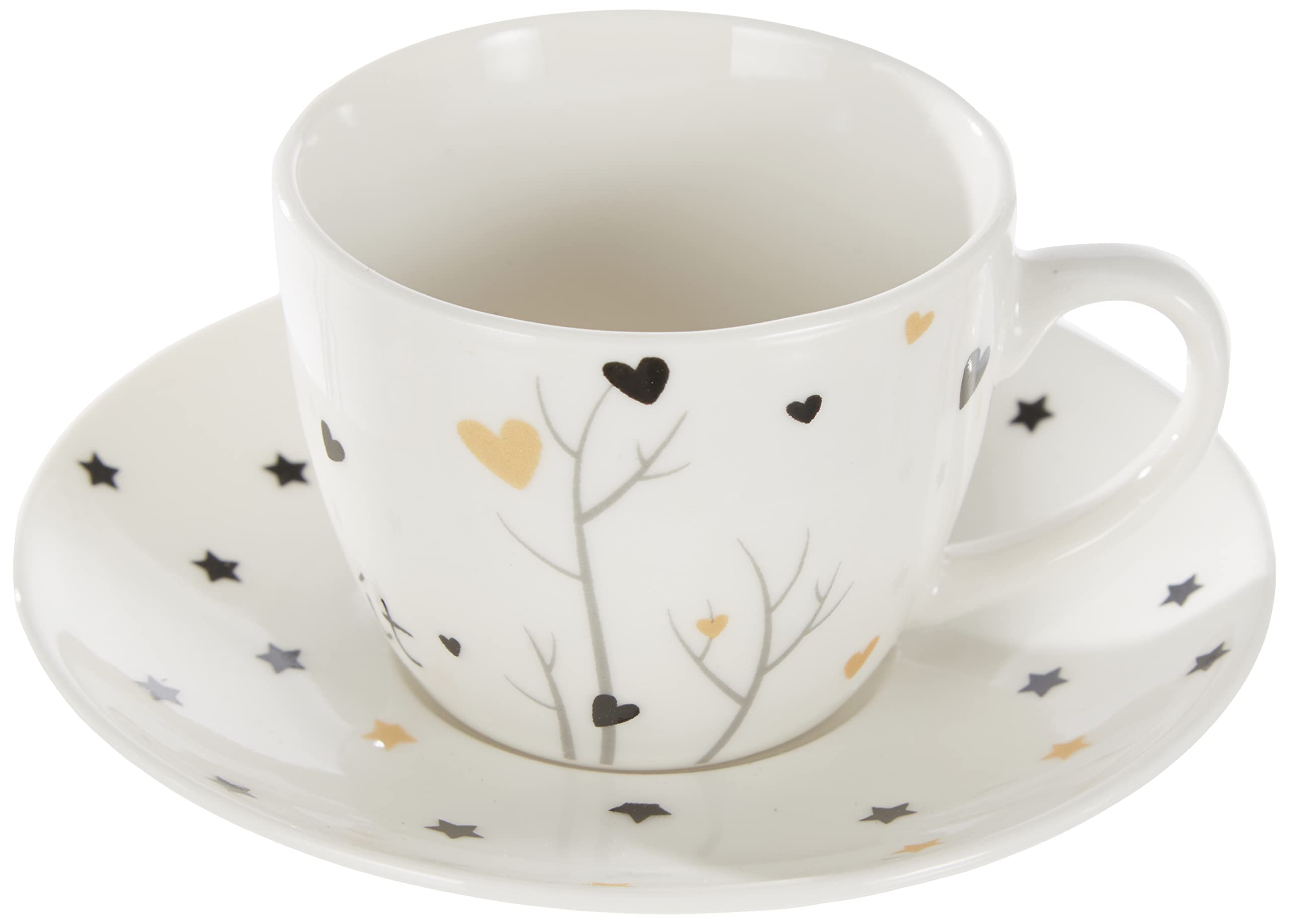 Amazon.com | Tognana Set of 6 Coffee Cups with Plate, Porcelain